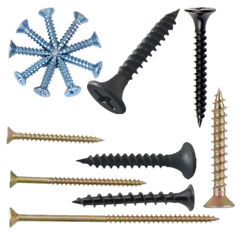 M3.5 Black Phosphating High Strength Drywall Nails Coarse Teeth Smooth Shank Cupped Special Tapping Screws Wall Board Roofing