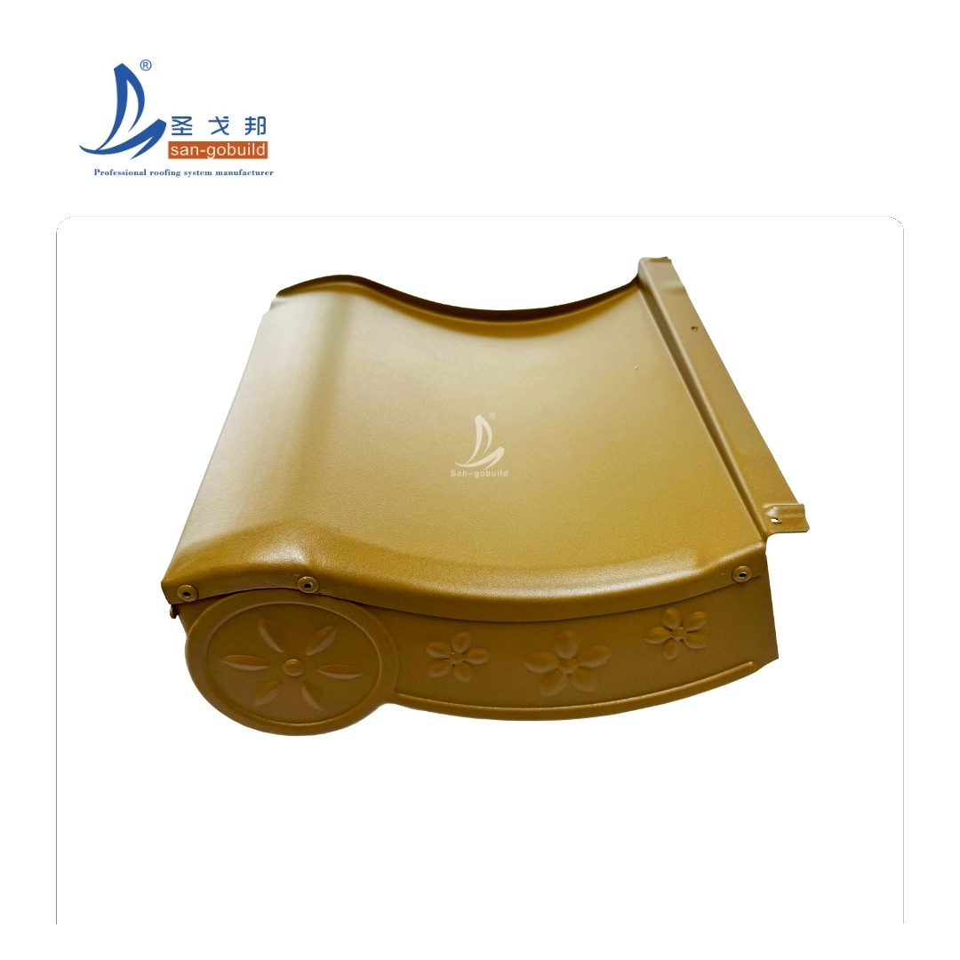 Modern Lightweight Roofing Material Amber Kawara Metal Roof Panel for Asian-Style Villas