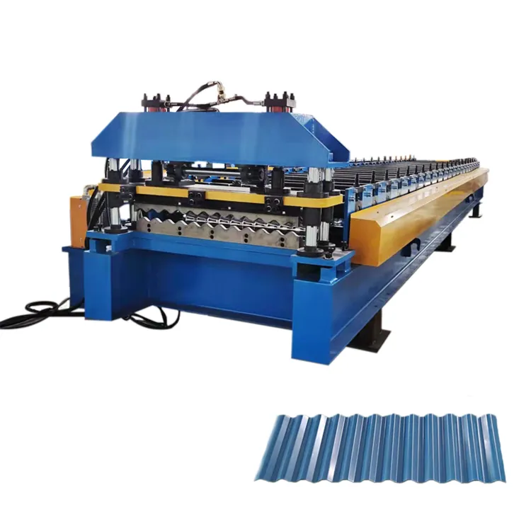 Metal Corrugated Roll Forming Machine Corrugated Iron Roofing Sheet Making High Productivity Gear & Bearing 5.5 KW+15 m/min