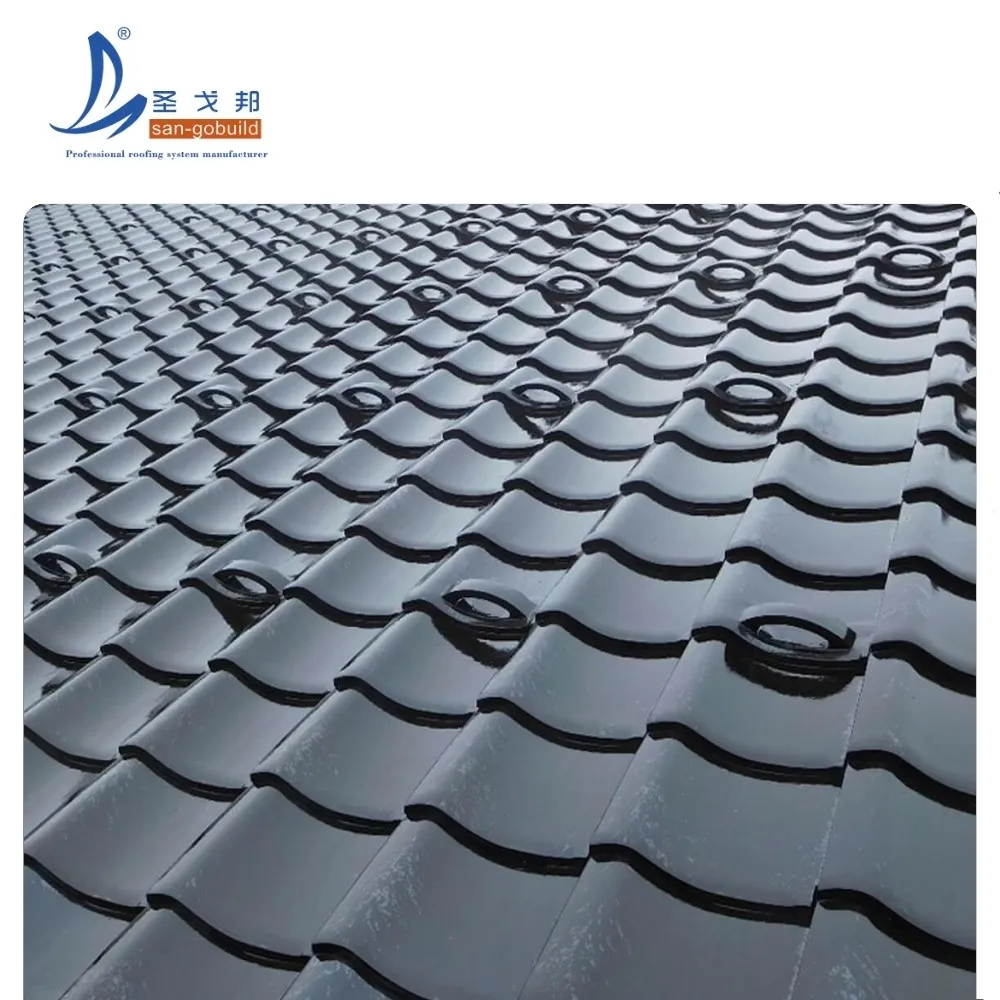 Embossed Eaves Design Kawara Roof Tile Titanium-Zinc Alloy Metal Sheet for Temple Roofing other+dark gray