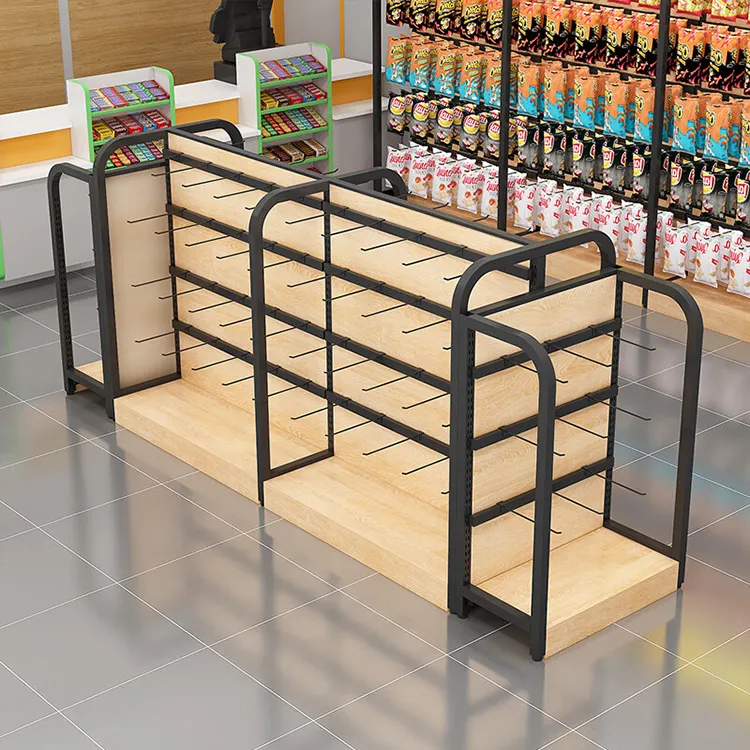 Customized Metallic Supermarket Rack for Retail Shop Display & Grocery/Convenience Store Display Shelves 1-5 Layers+10-50 kg+W900/1200*D250/300/350/400/450/500*H1300/1600/1900/2200mm+ODM+Black/white/gray/wood grain/yellow/blue/red etc.
