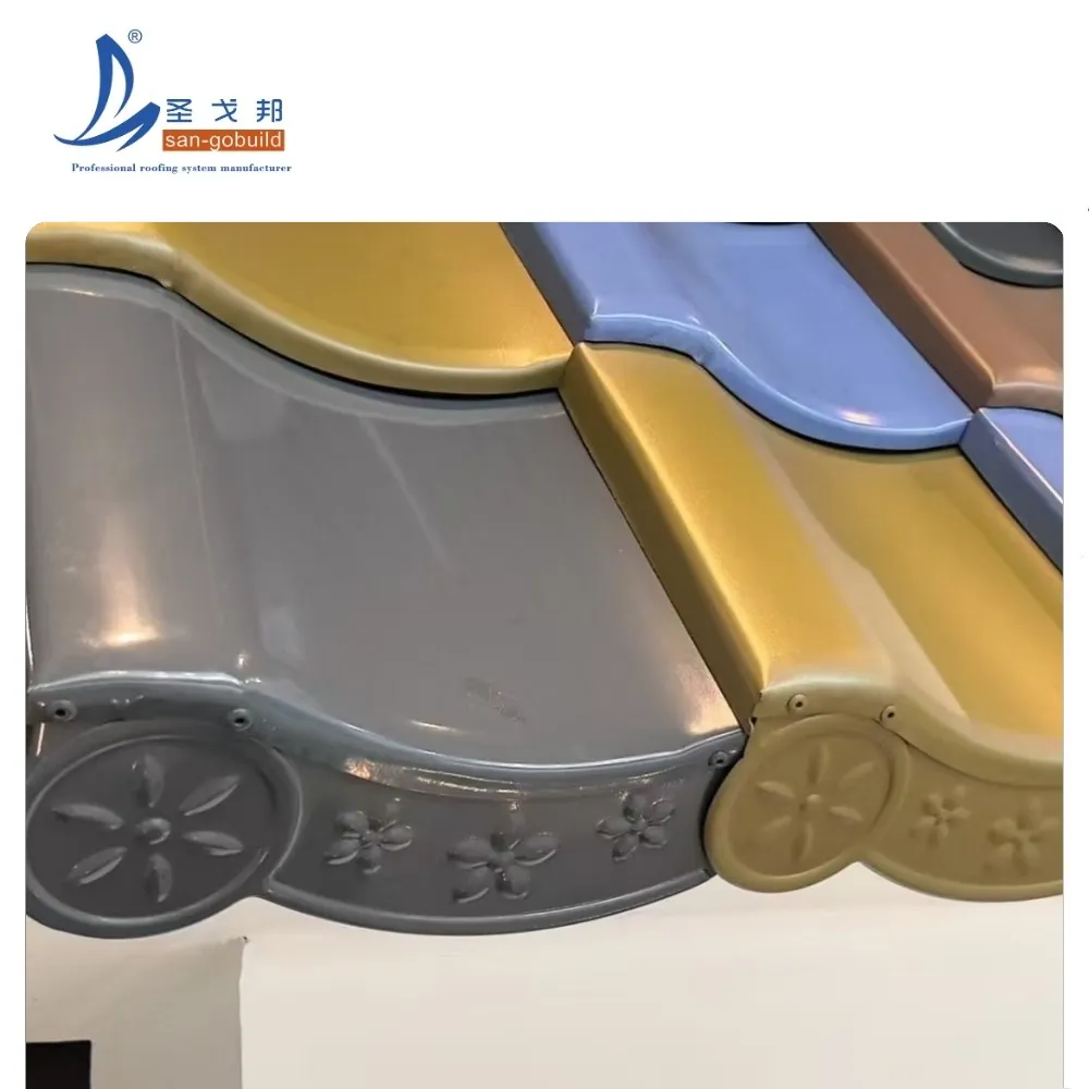 Architectural Kawara Metal Roof Tile Antique Style Lightweight Roofing Material for High-End Villas other+dark gray