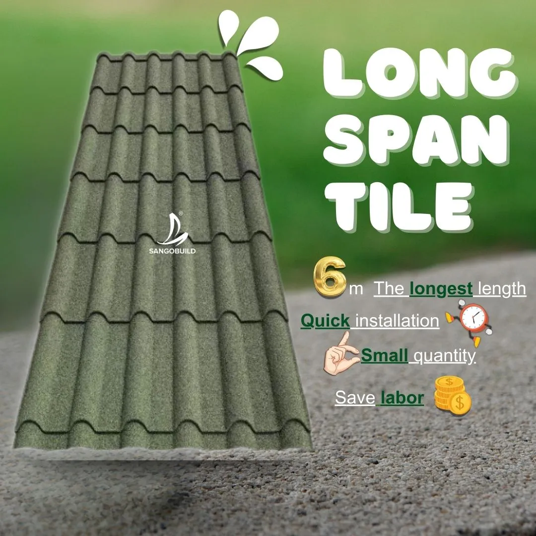 Max Length 6 Meters Stone Coated Metal Roofing Tiles Aluminum Zinc Roofing Sheet Install Quickly Long Span Roof Tiles 0.25mm-0.5mm+Gray