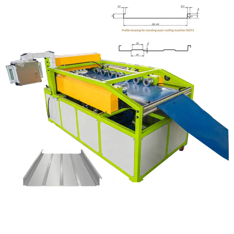 USA Automatic Standing Seam Making Machine Portable Standing Seam Roll Forming Machine Standing Seam Roofing Sheet Machine Automatic Standing Seam Making Machine+5.5kw+30 m/min