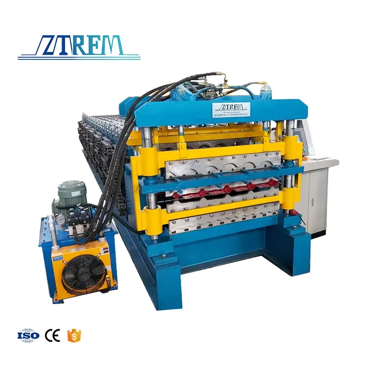 ZTRFM Trapezoid Roof Panel Roll Forming Machine Trapezoid Roof Sheet Forming Machine Three Layer Roll Forming Machine 15m/min+13kw