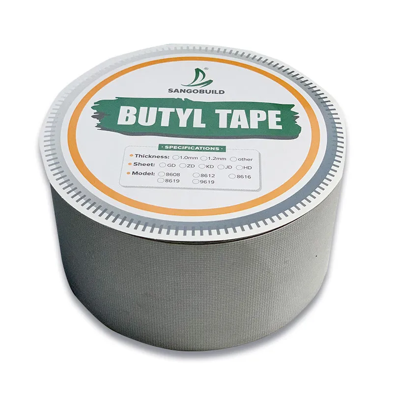 Water Proofing Seal Membrane Aluminium Foil Roofing Leakage Tape Butyl Rubber Tape for Roof Zhejiang, China+More Than 5 Years+SAN-GOBUILD+JD-9619+Butyl Tape