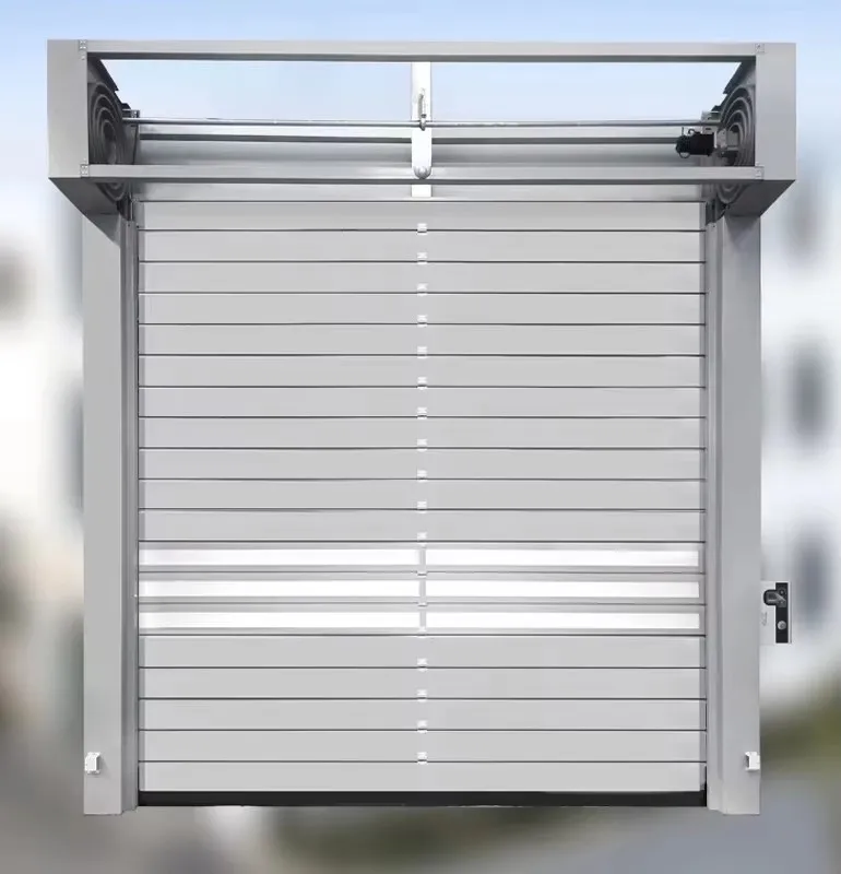 High Speed Hard Panel Roller Door with Transparent Insert for Workshop Aluminum alloy original color
