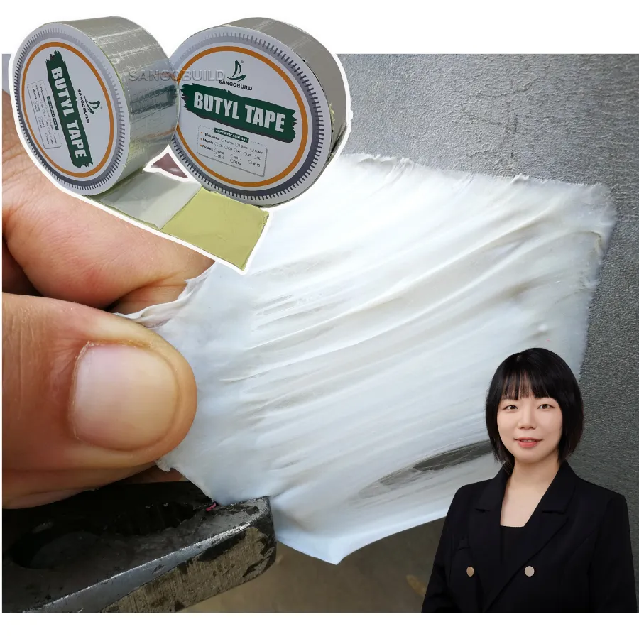 Waterproof Fireproof Composite Butyl Membrane Roll Rubber Strip Aluminum Film Self Adhesive Butyl Tape 10mm