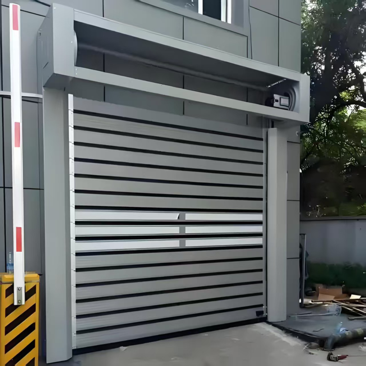 Automatic Windproof Lift Rolling Gate Finished Surface Aluminium Rollup Garage Door for Entry Sliding Style