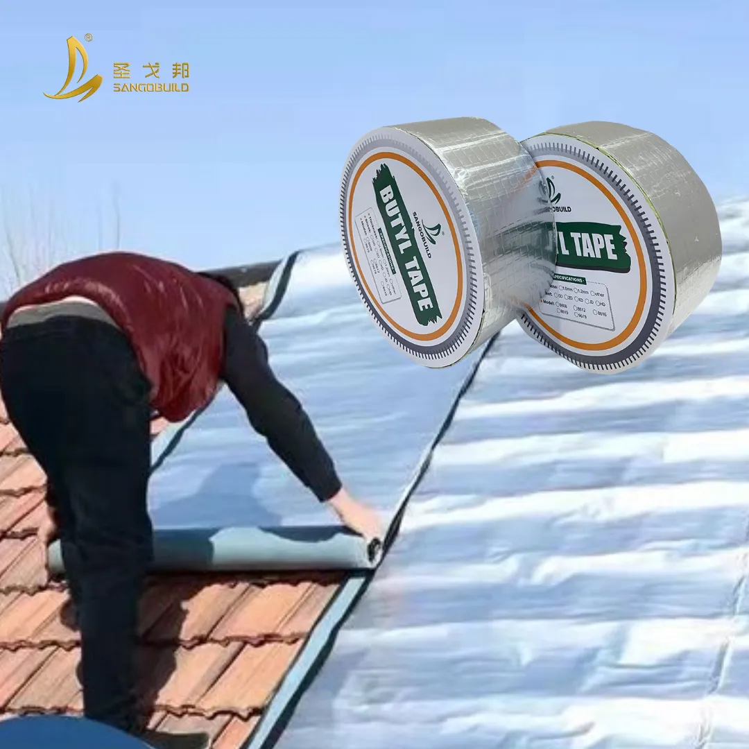 GI Roofing Sheet Leak Repair Waterproof Butyl Rubber Tape Outdoor Anti UV Stronger Adhesive Aluminum Foil Waterproof Roll 0.8mm