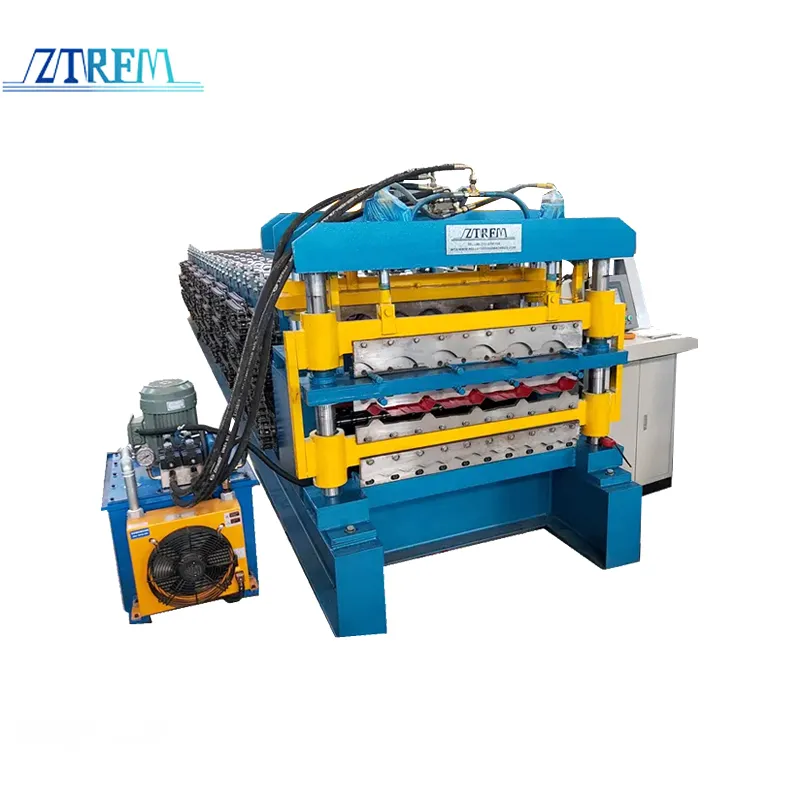 ZTRFM Three Layer Roll Forming Machine Trapezoidal Roof Tile Making Machine Machine for Roofing 3 Layer 15 m/min+13kw