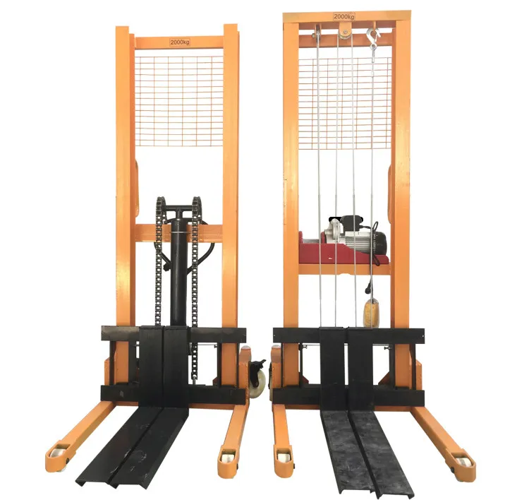 400 kg 1 Ton 2.0 Ton 2000kg Small Semi Hydraulic Manual Forklift Electric Hand Pallet Lift Stacker CTM03+1 600 mm+0.5 Ton