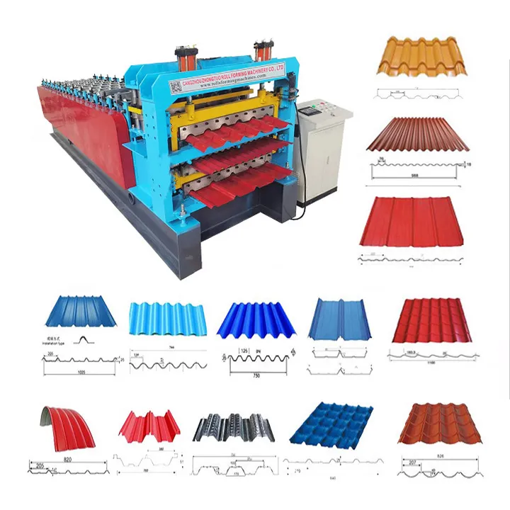 Three Layer Glazed Trapezoid IBR Corrugated Roof Sheet Making Machine