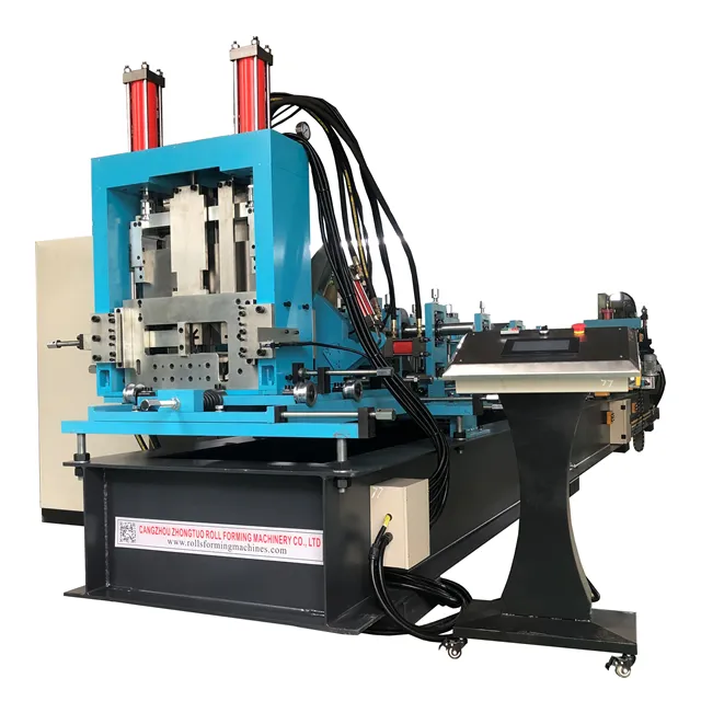 High Speed and High Production Servo Motor Tracking Automatic C Purlin Roof Tile Metal Sheet Roll Forming Machine