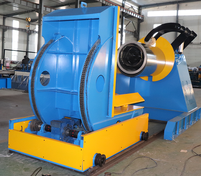 5T-15T PLC Controlled Hydraulic Decoiler with Gear Drive Coil Upender High Speed Low Energy Consumption Engine & Motor Driven