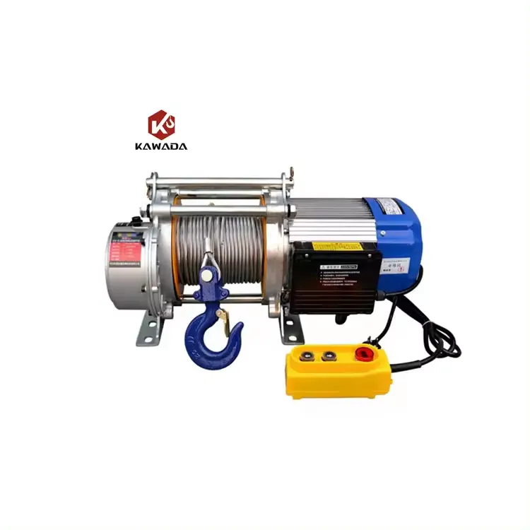 25kg 300kg 500kg 600kg 700kg 220V 50HZdouble Hook Cable Electric Wire Rope Lifting Small Electric Pulley Hoist 2 Ton