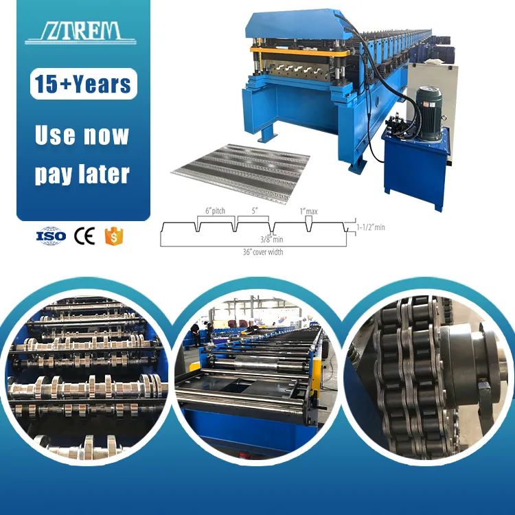 ZTRFM Automatic 2inch Composite Floor Deck Roll Forming Machine Siemens PLC Control Cabinet Metal Roofing Deck Rolling Machine
