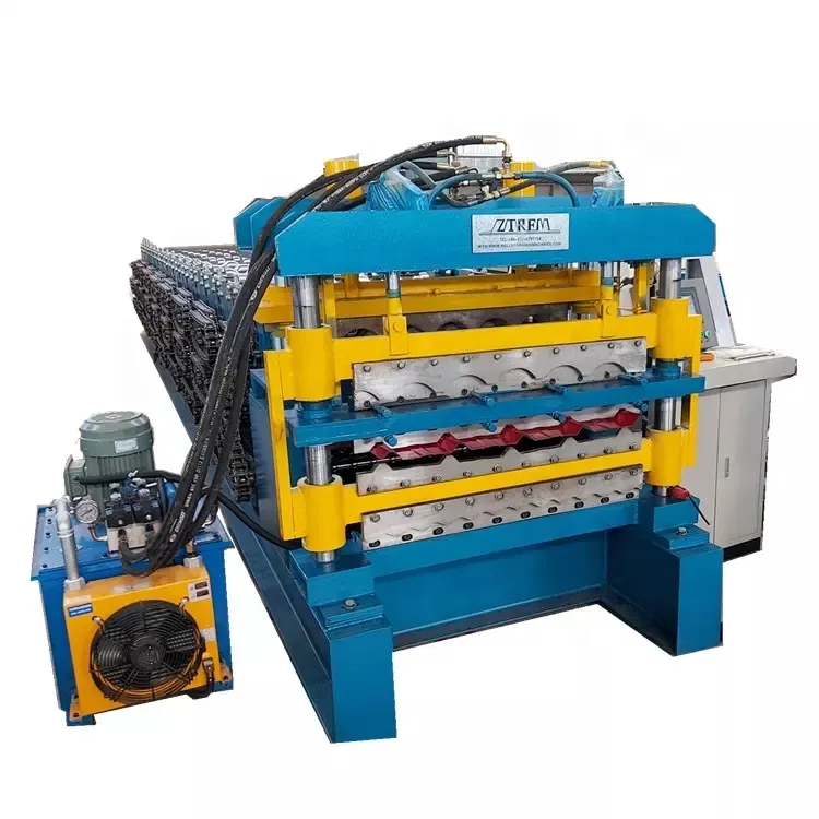 Double Layer Automatic Roofing Sheet Machine Trapezoidal Corrugated Tile Sheet Making Machine 20 M/Min+Trapezoidal corrugated Tile sheet making machine+7.5KW