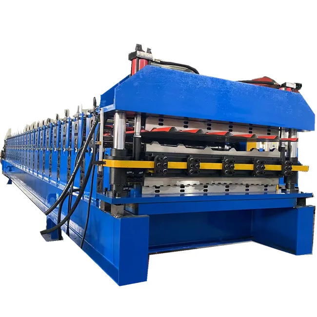 High Speed Fully Automatic Double Layer Glazed Tile Trapezoidal Ibr Roof Sheet Roll Forming Machine trapezoidal metal panel machine+11kw+30 m/min