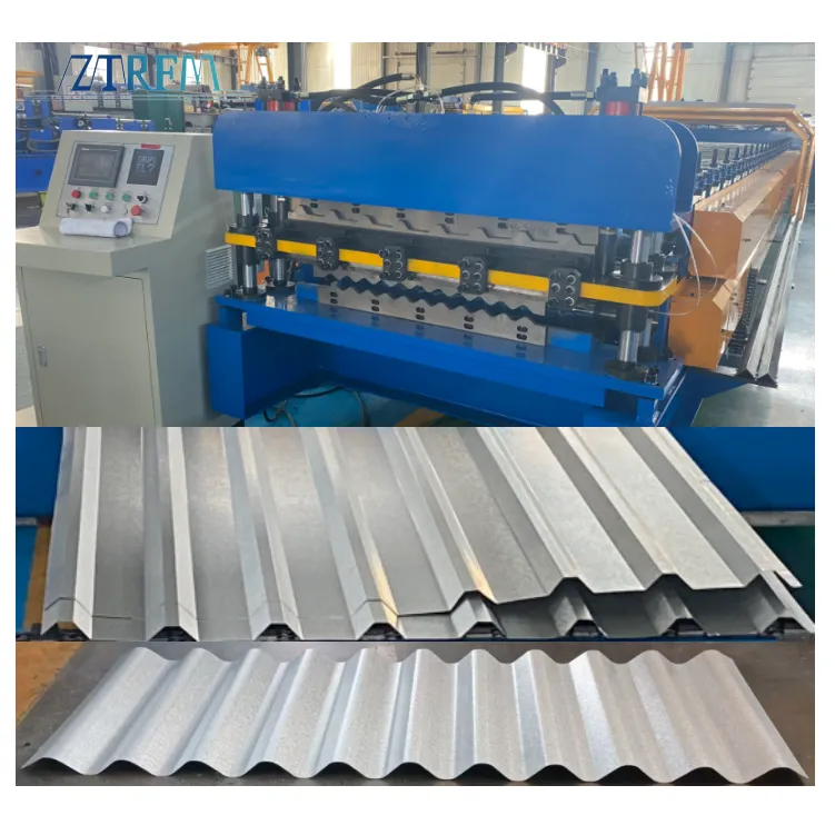 ZTRFM R101 & 760mm Double Layer Metal Roof Tiles Making Roll Forming Machine Production Line for Buildings 15-25m/min+R101and 760mm+5.5kw+5.5kw