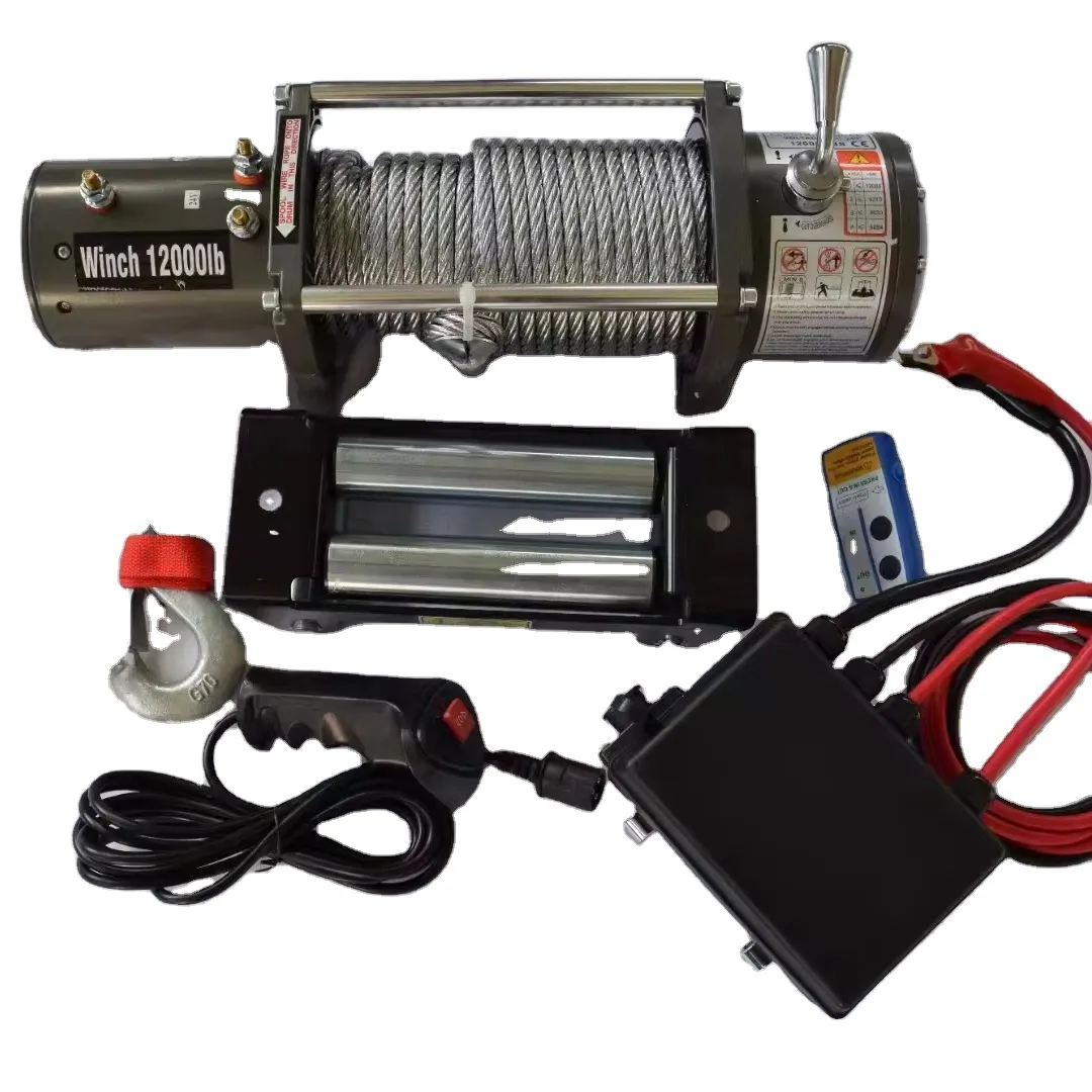 2000-20000LBS 12V 24V DC off Road Electric Car Winch Hoist 4X4 4WD SUV Auto Electric Winch with Steel Cable Dc Winches+2000LB(907.18kg)