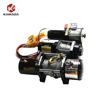 Hot Sale 6000Lbs Mini Electric Winch 24V 48V Electric Hoist Dual Purpose Remote Control Manual Steel Wire Rope Winch Dc Winches+2000LB(907.18kg)
