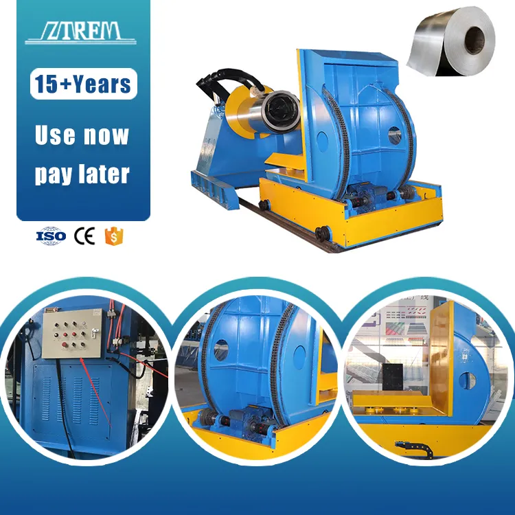 Full Automatic Decoiler Machine Metal Steel Ppgi Hydraulic Decoiler With Upender Machine Coil Turn Over Loading Car