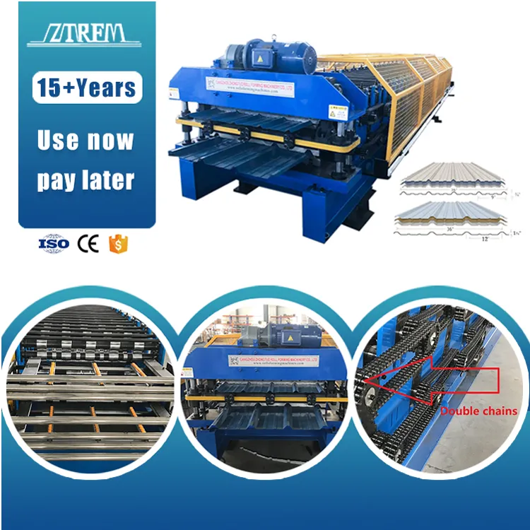 For Double Layer IBR Roof Sheet Forming Machine with Gear & Bearing High Productivity CE ISO Certified 20 M/Min+7.5kw