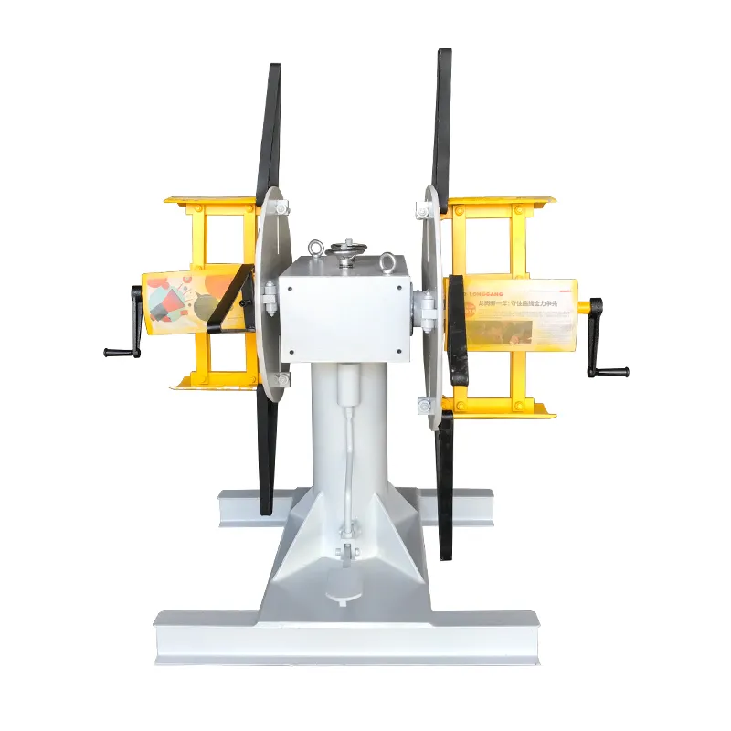 High Production Efficiency Double Head Coil Uncoiler / Decoiler Machine for Steel Packaging Sheet New Condition Motor Core DBMT -300