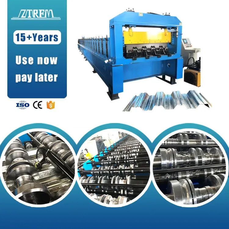 North America Hot Sale Metal Steel Composite Roof Roll Forming Machine High Productivity Gear & Bearing Transmission 15 m/min+Deck+15 kw