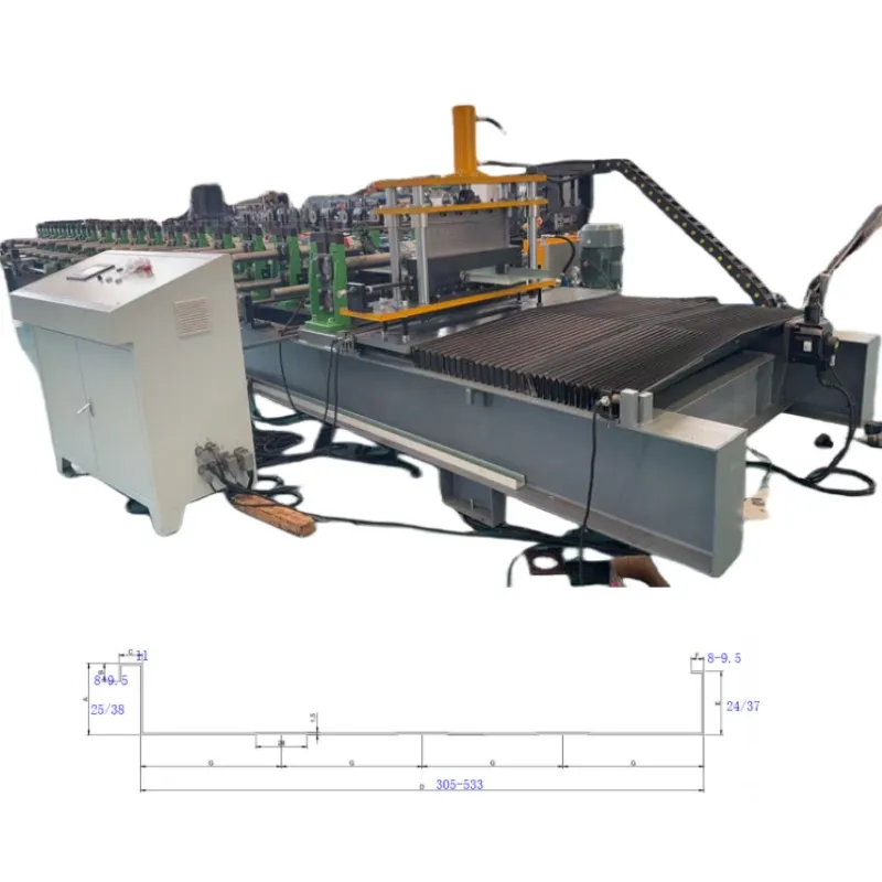 Standing Seam Roof Sheet Roll Forming Machine Hydraulic Decoiler Automatic Stacker 18 Stations Motor Pump for Metal Roof Wall ZTRFMStanding Roll Forming Machine+18.5 kw+30 m/min