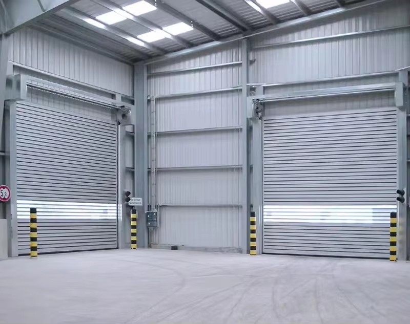 Durable Grey Metal Fast Rolling Door with Transparent Window for Storage