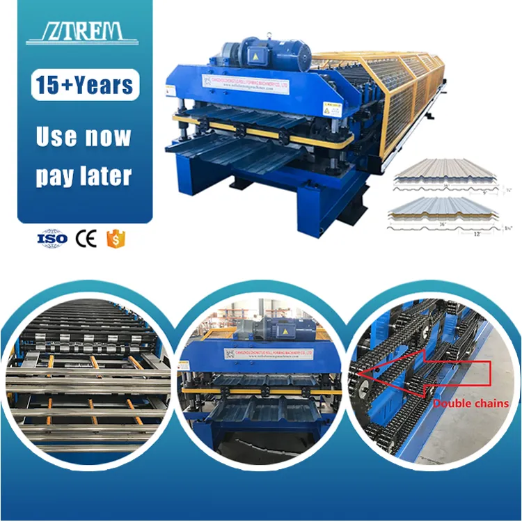 ZTRFM High Quality Double Layer Roof Panel Roll Forming Machine Double Deck Roll Forming Machine 7.5kw+15 m/min