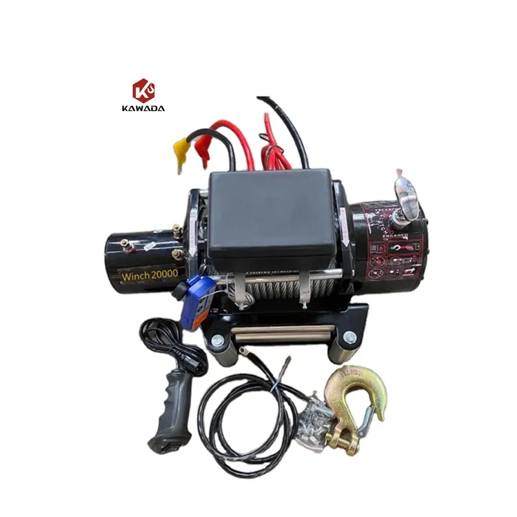 20000lbs Remote Control Cable Lifting Wire Rope Lifting 20000 lb Electric Winch Dc Winches+2000LB(907.18kg)