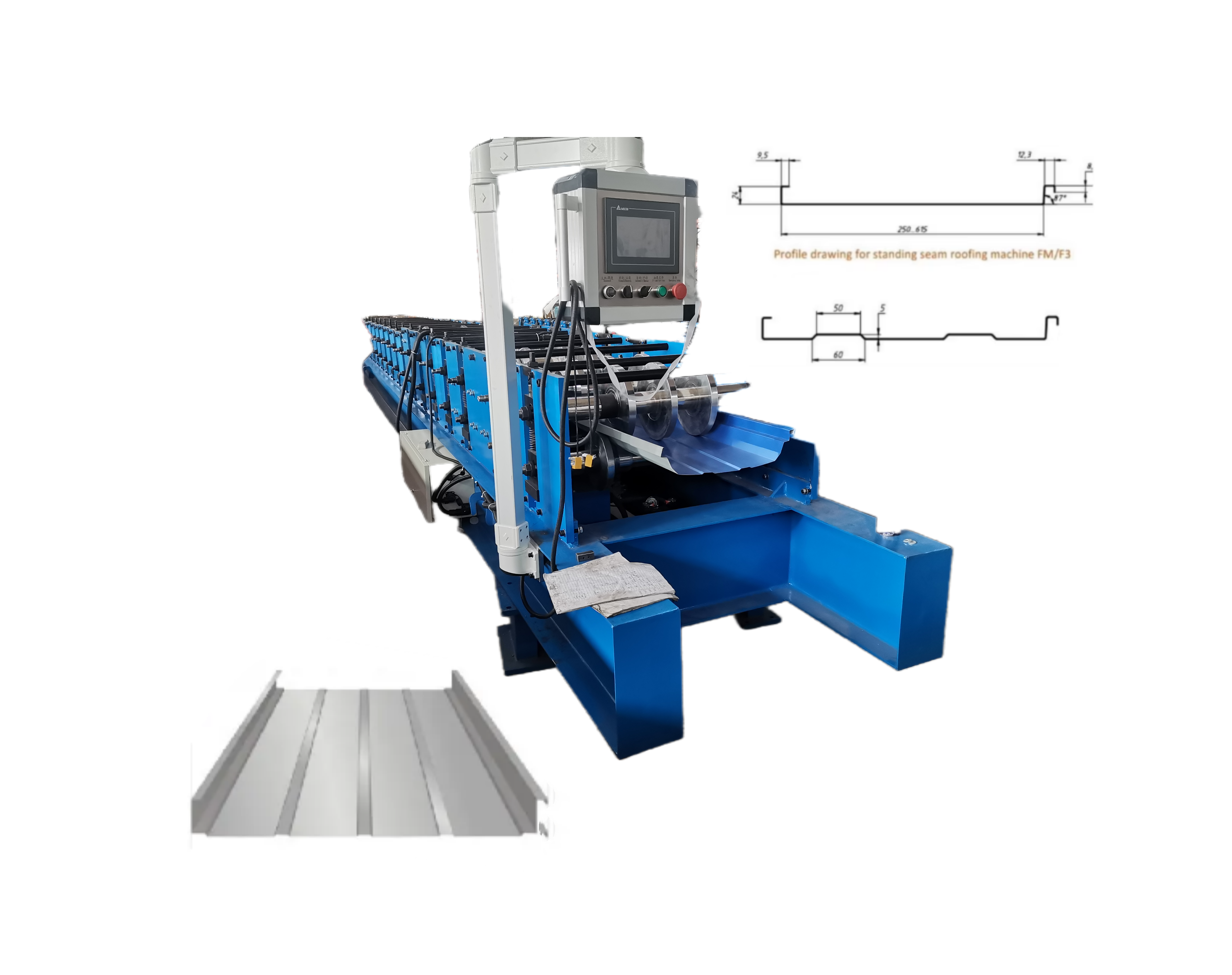 Automatic Portable Standing Seam Roll Forming Machine for Steel Roofing Sheets with Motor Gearbox 0.3-0.8mm Thickness