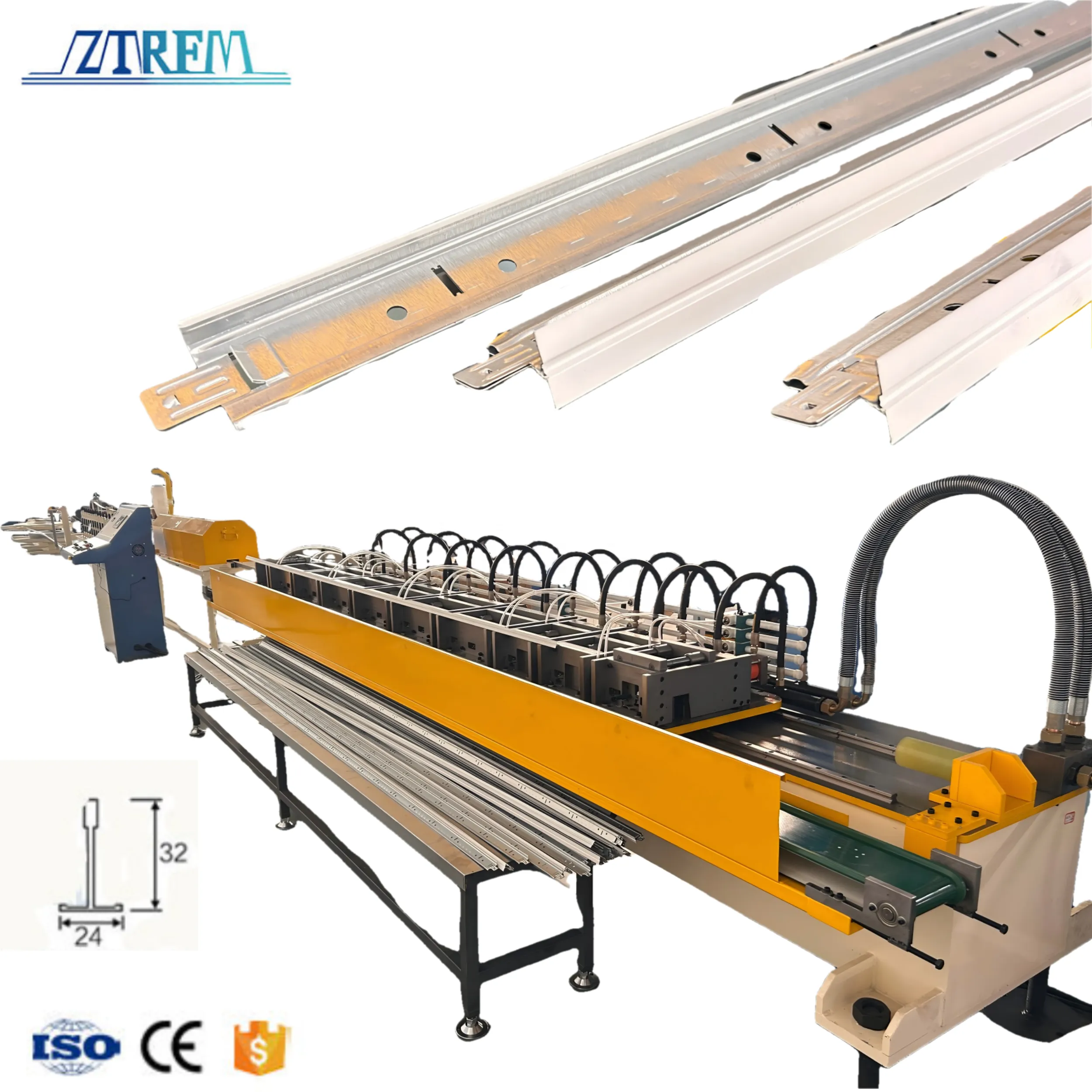 ZTRFM Fully Automatic Ceiling t Grid Roll Forming Machine Ceiling t bar Making Machine 30m/min+ZTRFM Fully Automatic Ceiling t Grid Roll Forming Machine+500