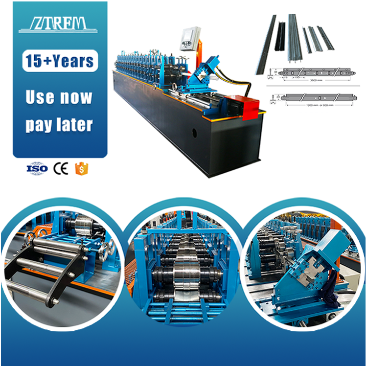 ZTRFM Galvanized Steel Ceiling Grid Machine Ceil T Bar Form Machine PLC Engine Motor Explosive Models Steel Ceiling Plate Plant