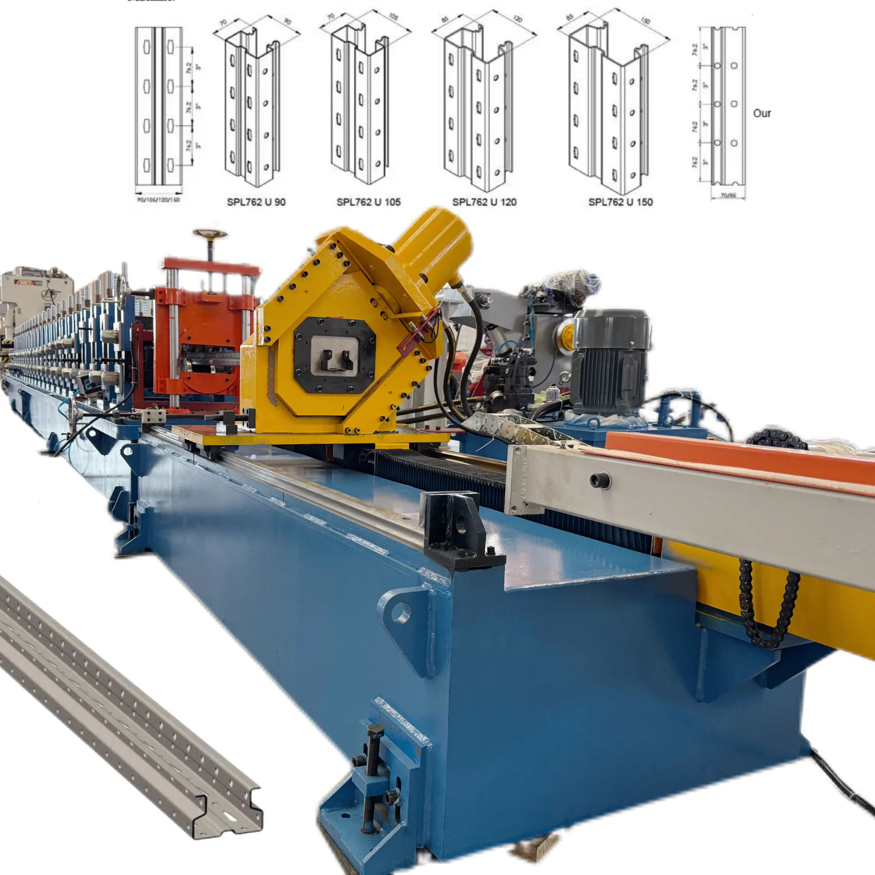 Full Automatic Steel Supermarket Shelves Storage Rack Upright Pillar Roll Forming Machine