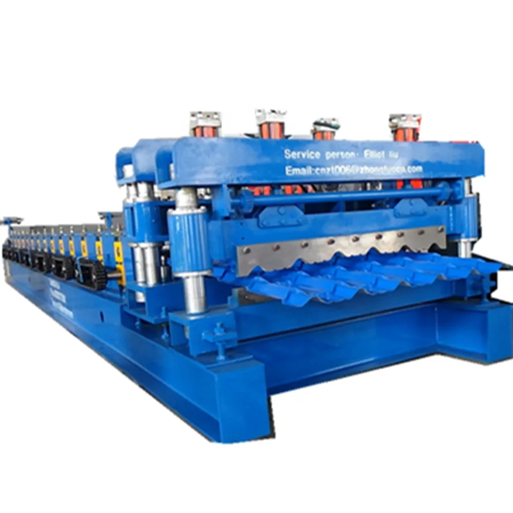 Glazed Iron Sheet Roll Forming Line Metal Roof Tile Making Machine for Sale Africa ZT-900+11kw