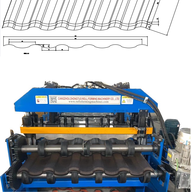 New Design of Lace Shearing and Molding Cutting Metal Roofing Step Tile Glazed Tile with 3D Effect Rolling Forming Machine