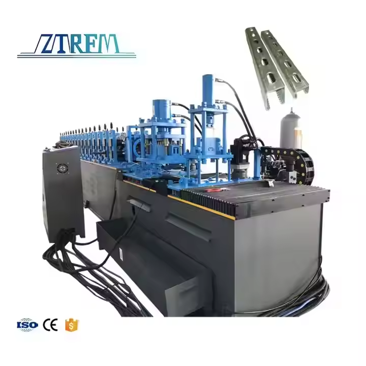 Heavy Duty PLC Controlled Gear & Engine Solar Strut Frame Support Pillar Roll Forming Machine with Hydraulic Cutting