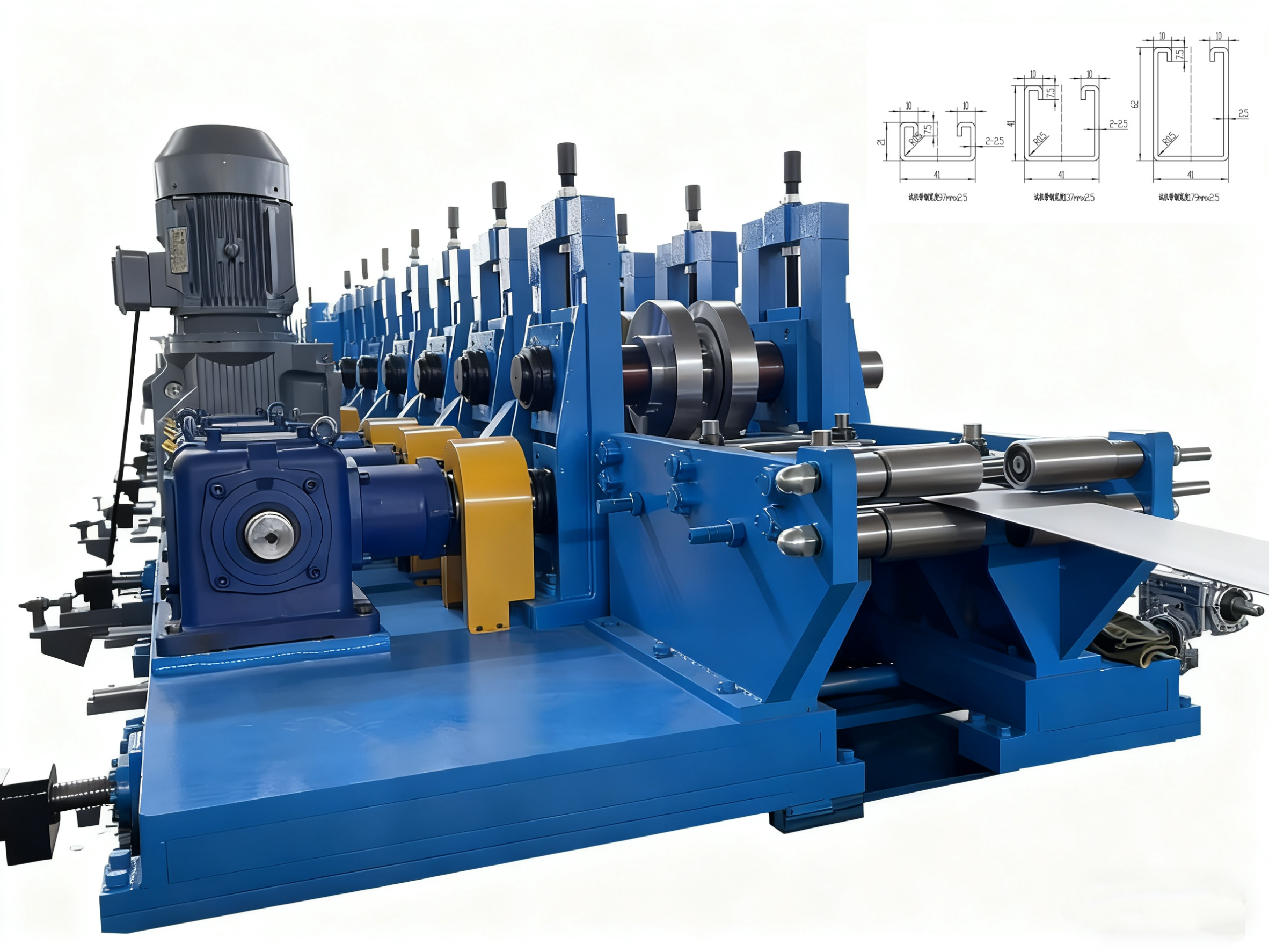 Automatic Solar Strut Channel Roll Former Multiple Size 41x21 41x41 41x72 Solar Panel Mounting Machine