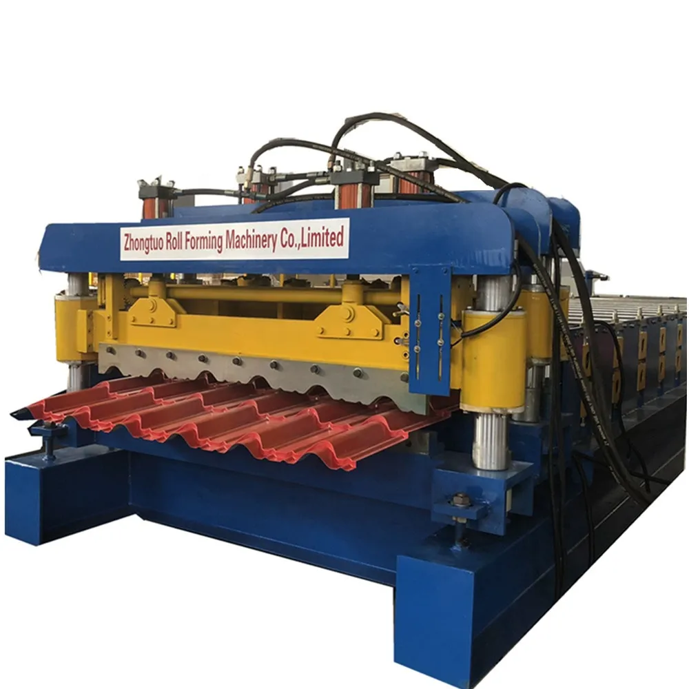 Glazed Tile Roof Roll Forming Machine Cangzhou Zhongtuo Machinery Corrugated Roll Forming Machine+7.5kw