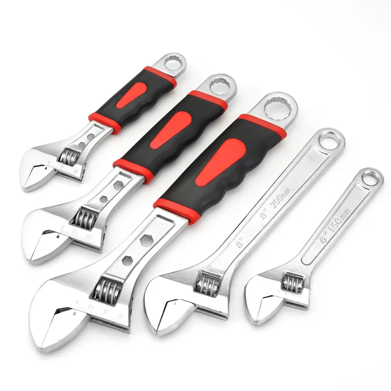Industrial Grade Adjustable Spanner Monkey Wrench with PVC Handle High Torque