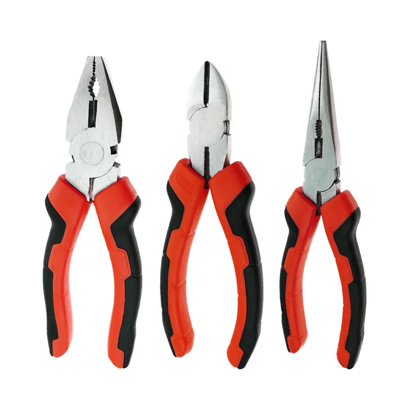 Heavy Duty Serrated Carbon Steel 6-8 Inch Metric Industrial Grade OEM Multifunctional Cutting Pliers with TPR/PVC Handle 200 mm+1 1/2 in+Combination Pliers