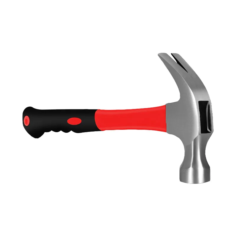 Factory Price Hardware Hand Tools Nail Claw Hammer Head High Quality Industrial Grade Hammer With With Tpr Fiberglass Handle Claw Hammers+PVC+16 oz(453.59g)