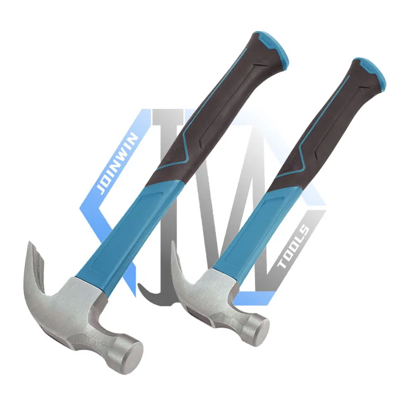 JOINWIN American Type Low Price High Quality DIY Industrial Grade 500g China Claw Hammer Tpr Plastic-coated Fiberglass Handle Claw Hammers+PVC+16 oz(453.59g)