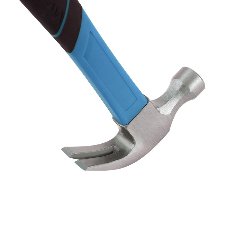 China Manufacturer's Household 8oz 16oz 24oz 45# Carbon Steel Nail Claw Hammer Blue Fiberglass Handle DIY Grade Customized Logo
