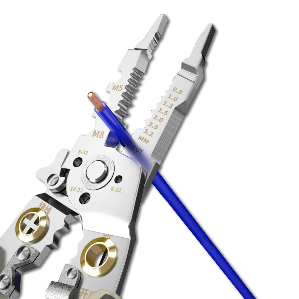 Industrial Long Nose Wire Stripper DIY Grade Combination Pliers Stripping Tool Metric Measurement System Hand Tools for Wire Cut 200 mm+1 1/4 in+wire stripping pliers