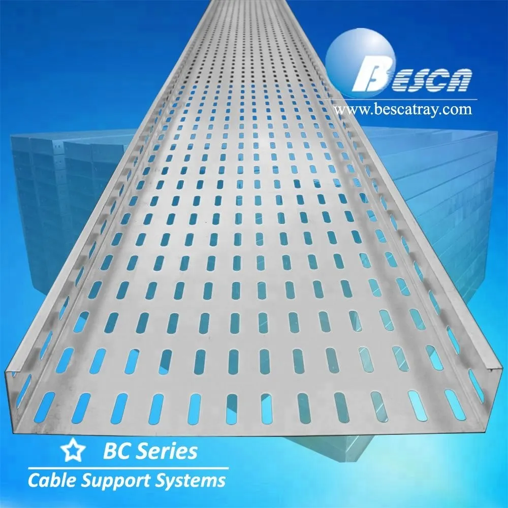 BESCA Cable Tray Perforated Hot Dip Galvanized Cable Tray Heavy Duty Stainless Cteel Ventilated Cable Tray Jiangsu, China+BC+BESCA+2.44mm/3m/6m+50-900mm